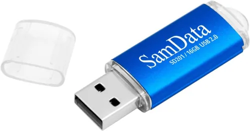 Vista 5 de SamData Paquete de 3 unidades de memoria USB 2.0 de 16 GB, 3 colores: negro, azul, verde