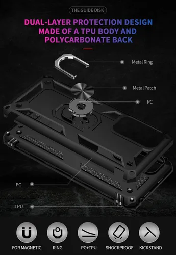 Vista 4 de Funda para Moto Edge 2021, con protector de pantalla, [grado militar] 16 pies, cubierta probada contra caídas con soporte magnético para Moto Edge
