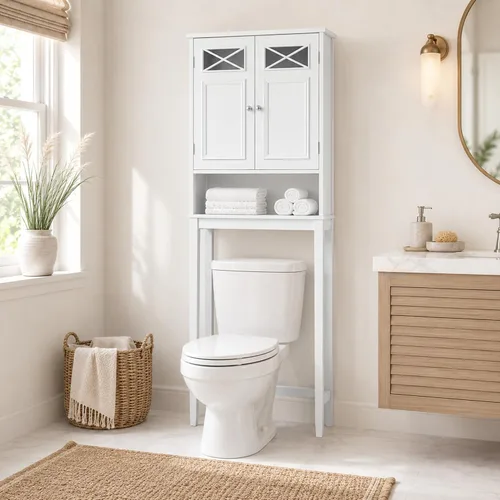 Vista 6 de Teamson Home Dawson - Armario Etagere de madera para baño de 2 puertas
