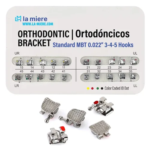 Vista 9 de 20 piezas modelo de dientes con brackets, soportes Typodont, ranuras 0.018 3-4-5 con ganchos 20 piezas/paquete, (MBT, Mini) 1PK