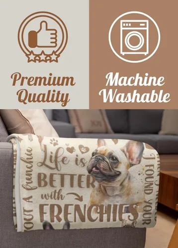Vista 5 de Huglanket Regalos de bulldog francés, regalos franceses para mujeres, manta de franela súper suave y agradable a la piel, 50 x 65 pulgadas