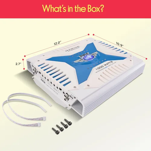 Vista 6 de Pyle Receptor de amplificador marino Bluetooth 2.1, amplificador de audio inalámbrico de 4 canales impermeable para altavoz estéreo con fuente