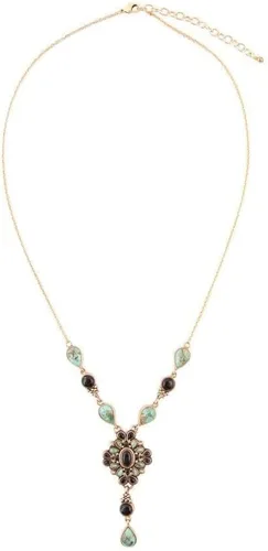 Vista 3 de Collar en Y de bronce Barcelona para mujer de ónix y turquesa, Bronce Turquesa Ónix, turquesa, ónix