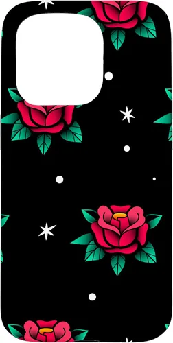 Vista 14 de Roses Fifties Black Red Rockabilly Pinup Rose Retro Fashion Case for iPhone 17