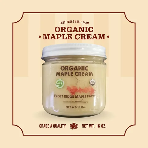 Vista 3 de Frost Ridge Maple Farm, Crema de arce orgánica, grado A, una libra (16 oz)