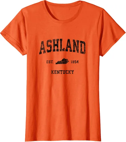 Vista 67 de Ashland Kentucky KY Vintage Sports Design Camiseta de impresión negra Asfalto
