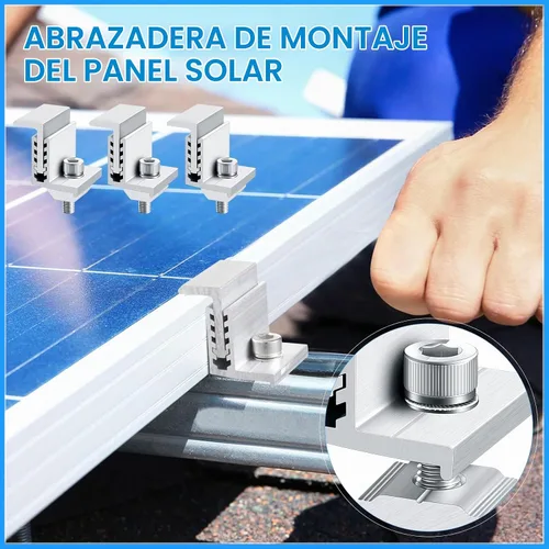 Vista 3 de Zhengmy 10 Abrazadera de extremo de panel solar Montaje en Z Abrazaderas medias Abrazaderas de extremo de riel de aluminio Clips Paneles ajustables