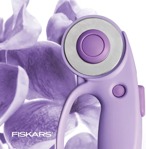 Vista 7 de Fiskars Cortador giratorio Loop, colección Explore Ultra Lila, cuchilla de acero de precisión para tela, fieltro y vinilo, 45 mm