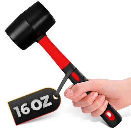 Vista 10 de Rubber Mallet Hammer 8 Oz, Soft Face Non-Marring Head (Orange)
