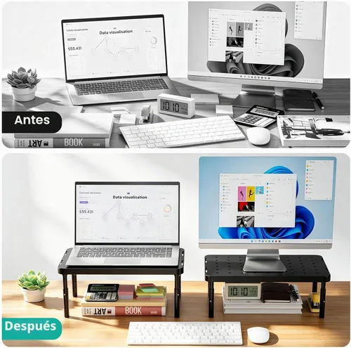 Vista 3 de WALI Soporte para monitor de computadora para escritorio, elevador Negro