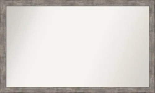 Vista 116 de Amanti Art Silver Bathroom Mirror for Over Sink, 26x45 Custom Made Marred Pewter Rectangle Vanity Mirror, Oversize Casual Wood Frame, Hangs Estaño