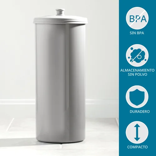 Vista 6 de iDesign Soporte Independiente para Papel Higiénico de Baño con Tapa para 3 Rollos Extra, Plata Con tapa, para 3 rollos adicionales