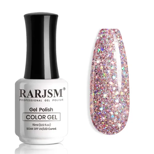 Vista 28 de RARJSM Esmalte de uñas de gel con purpurina de nieve, diamante brillante, gel de uñas de color blanco lechoso con pigmentos plateados y brillantes