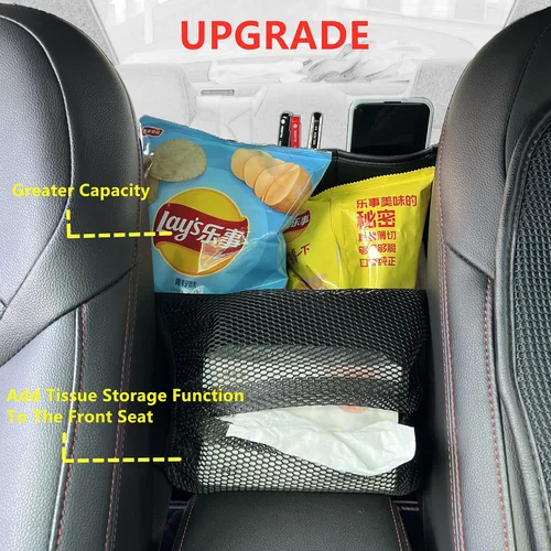Vista 2 de JEYODA Organizador de asiento de ante para automóvil, bolsa de respaldo de asiento de alta capacidad, almacenamiento central para camionetas, SUV