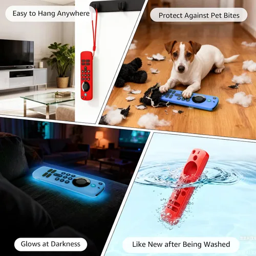 Vista 5 de Wevove (newestmodel) Funda protectora suave para control remoto, antideslizante, a prueba de golpes, funda protectora de silicona con cordón que