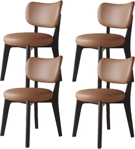 Vista 20 de Juego de sillas de comedor de madera de 1/2/4, sillas de cocina con respaldo curvo, silla de vestíbulo, silla de comedor tapizada, silla de comedor