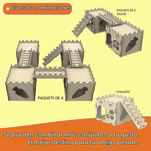 Vista 4 de HIIMALEX Castillo de conejito extra grande y resistente para conejos de interior, casa de juegos con escaleras, bordes redondos, hábitats