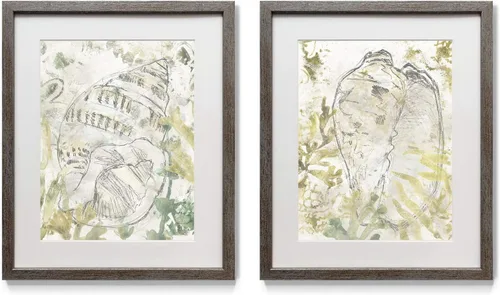 Vista 33 de Renditions Gallery Antique Coral in Navy (1) 2 Piece Framed Artwork Set, Underwater Ocean Themed Pair, Blue, Modern Distressed Silver Frame, White