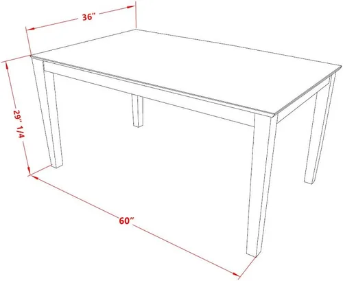 Vista 6 de East West Furniture CABO5-LWH-LC - Juego de mesa de comedor moderno de 5 piezas, incluye una mesa rectangular de madera y 4 sillas de comedor