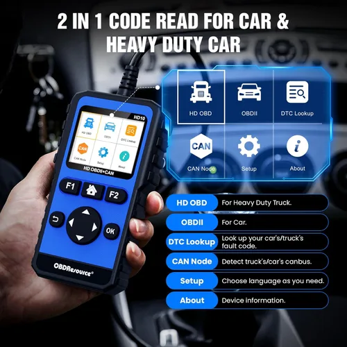 Vista 2 de OBDResource Full Systems - Herramienta de escáner de camión resistente HD OBD/EOBD/OBD2, herramienta de diagnóstico automotriz para camiones