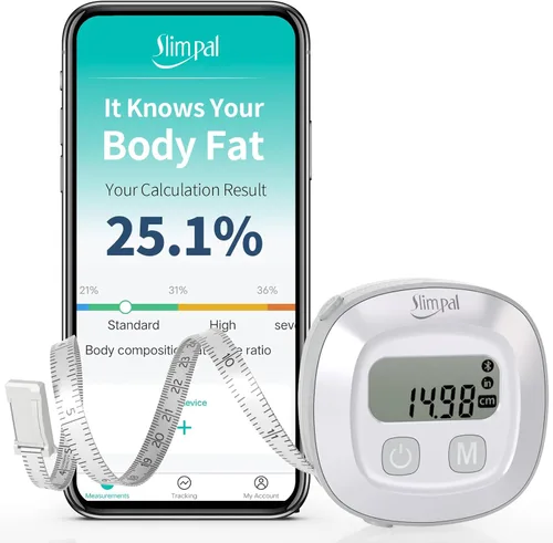 Vista 8 de Slimpal Cinta de medición de grasa corporal y báscula inteligente para peso corporal y grasa con aplicación, báscula digital de baño para pérdida