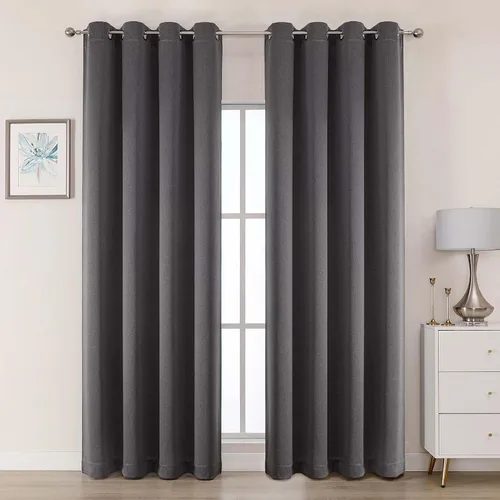 Vista 33 de OWENIE Cortinas 100% opacas de 63 pulgadas de largo, 2 paneles para dormitorio, sala de estar, cortinas superiores con ojales con aislamiento Negro