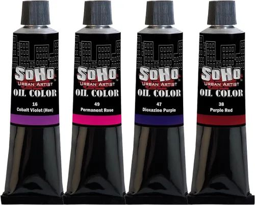Vista 11 de Soho Urban Artist Juego de tubos de pintura al óleo de 24 a 0.4 fl oz, aceites de triple fresado con linaza refinada, aplicación suave, mezclas