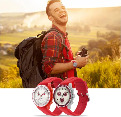 Vista 7 de Correa curvada de silicona sin huecos para hombre, compatible con SpeedmasterRolexSeiko Mission to the