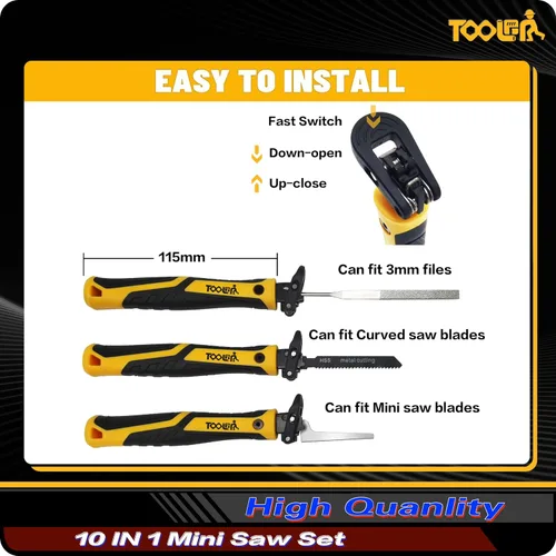 Vista 2 de TOOLAN: Juego de sierra manual de artesanía de 10 en 1 y lima. Kit de sierra mini de corte manual y lima para manualidades, modelado, plástico
