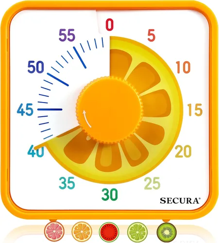 Vista 9 de Secura Temporizador Visual de Frutas de 7.5 Pulgadas para Niños, Temporizador de Cuenta Regresiva de 60 Minutos para Aula o Cocina, Reloj