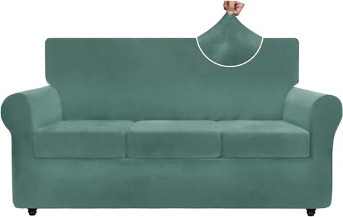 Vista 20 de ZNSAYOTX Fundas elásticas para silla de terciopelo de lujo con brazo, 2 piezas, para sala de estar, funda gruesa y suave, antideslizante, protector