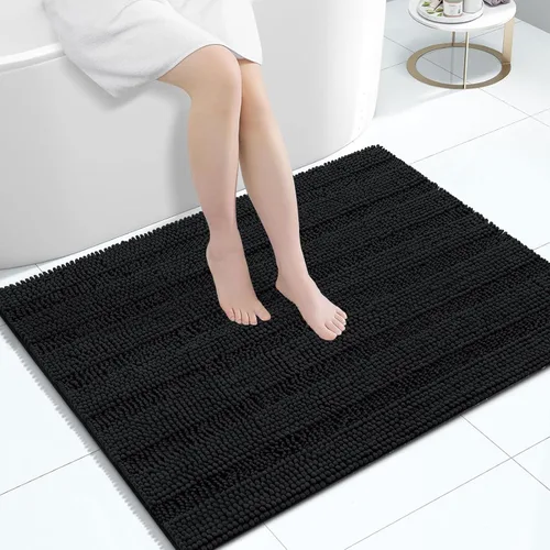 Vista 8 de Grandaily Alfombras de baño de felpilla a rayas de 24 x 16 pulgadas, extra gruesas y suaves, absorbentes, parte trasera de goma, alfombra de ducha