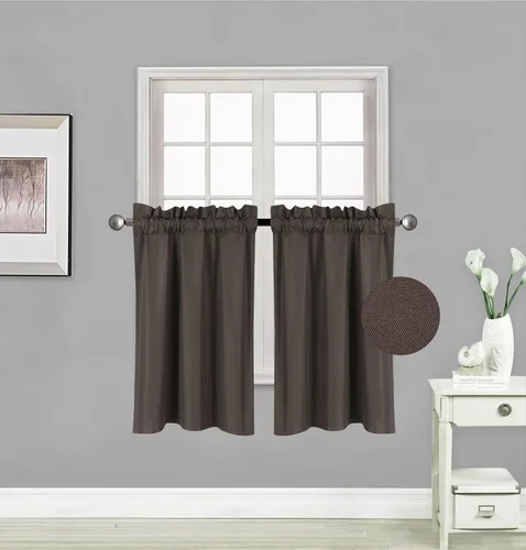 Vista 3 de Elegant Home - Cortina de 2 paneles para ventanas, aislante, panel corto, 28 pulgadas de ancho x 36 pulgadas de largo, cada una para cocina, baño
