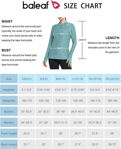 Vista 7 de BALEAF Camisas de secado rápido para mujer, manga larga, para correr, senderismo, entrenamiento, UPF50+ SPF