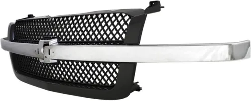 Vista 5 de Para Chevy Avalanche 1500/2500 Grille Assembly 2003 04 05 2006 Malla Gris pintado w/Barra central cromada Base/LS/LT Incluye plástico