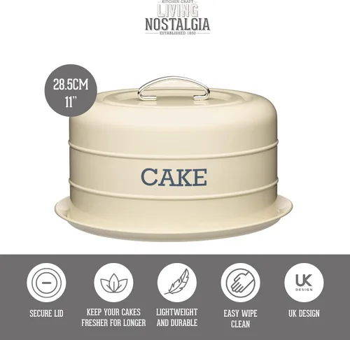 Vista 3 de KitchenCraft Living Nostalgia - Lata hermética para pasteles, 11.2 x 7.1 in, color crema antiguo