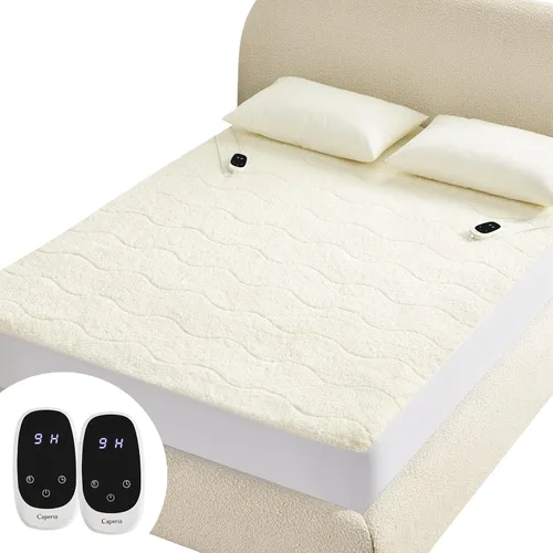 Vista 11 de Caperia Protector de colchón térmico individual, protector de colchón eléctrico con 9 ajustes de calor, función de memoria, calentamiento rápido Gris