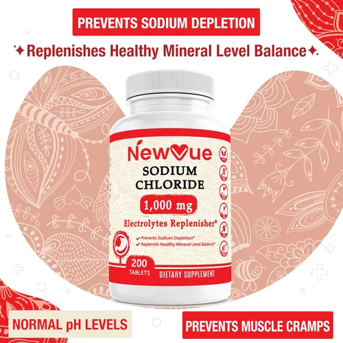 Vista 4 de Cloruro de sodio 1000 mg, 200 tabletas - Tabletas de sal, sin OMG, sin gluten