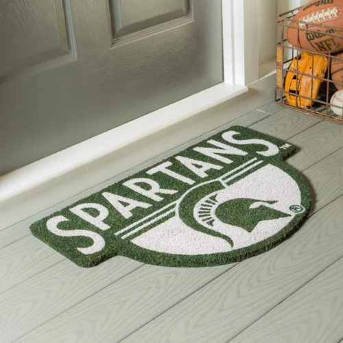 Vista 2 de Team Sports America Tapete con licencia oficial de la NCAA Fan Gear de la Universidad Estatal de Michigan, tapete de fibra de coco