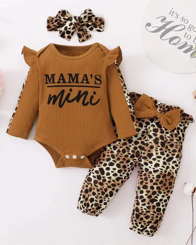 Vista 2 de Conjunto de ropa para bebé niña, ropa para recién nacida, con volantes, mameluco para otoño e invierno