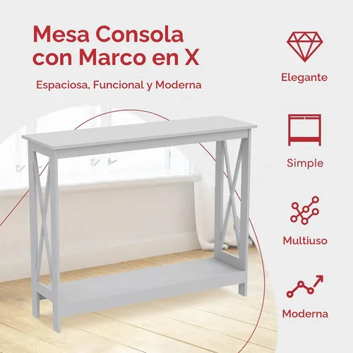 Vista 4 de Safdie & Co. - Mesa consola gris, mesa de entrada de 2 capas, mesas de consola para entrada, uso como mesa de entrada, mesa de sofá o muebles