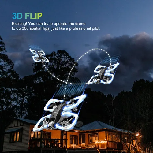 Vista 3 de S3 WiFi FPV 6-Axis Gyro & 360° Flip Drone con cámara HD 480P para principiantes (blanco)