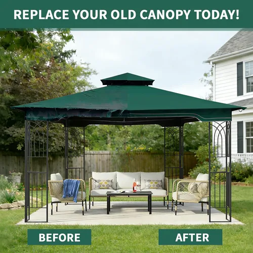Vista 6 de SCOCANOPY Toldo de Repuesto para Cenador para Cenador de Patio Regency II de 10 x 12 pies, Modelo L-GZ798PST,A101004104,A101004105,(Verde Bosque)