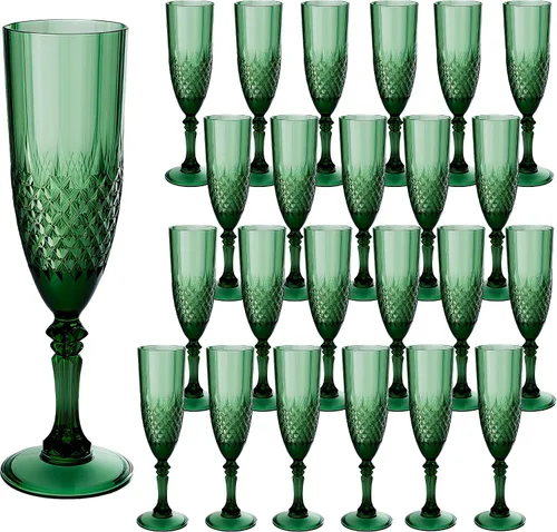 Vista 13 de Copas de champán de plástico, copas de champán a granel, copas de vino acrílicas reutilizables irrompibles para bodas, despedidas de soltero, Ámbar