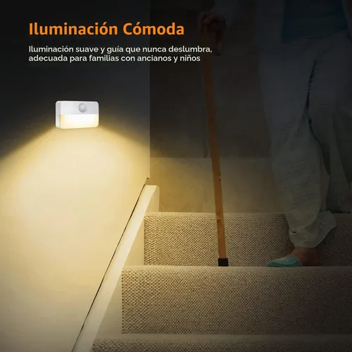 Vista 4 de Paquete de 2: luz nocturna con sensor de movimiento, luces adhesivas con sensor de movimiento para interiores, luces de cocina para debajo