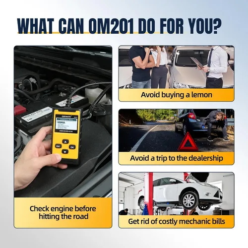 Vista 4 de Escáner de Coche, OM201 Lector de Código de Motor Herramienta de Diagnóstico OBDII con Impresión Inalámbrica Datos Gráficos en Vivo Prueba EVAP