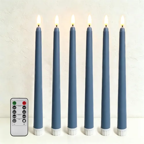 Vista 27 de Velas cónicas sin llama negras con control remoto, velas LED parpadeantes que funcionan con pilas, juego de 6