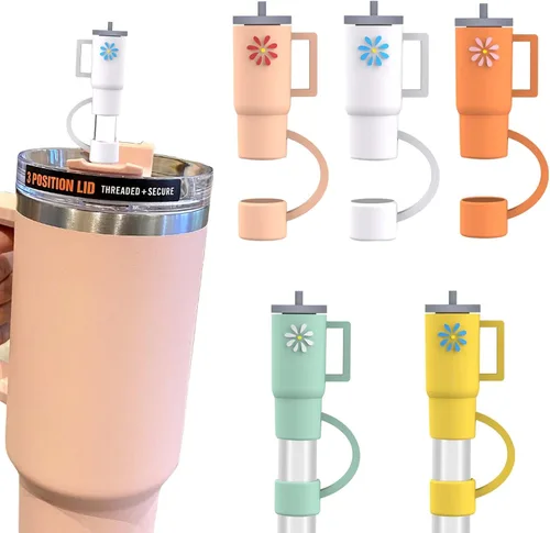 Vista 8 de AIERSA 10 Tapas de Cobertura para Pajita para Vaso Stanley, Tapa de Pajita de Silicona Compatible con Vaso Stanley de 30 y 40 Oz con Asa