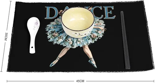 Vista 2 de Ballerina Dance Placemats Set of 6 Resistant Table Mats Washable Place Mats for Dinner Party Table Decoration