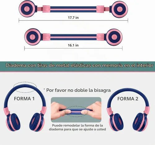 Vista 9 de SIMOLIO Auriculares inalámbricos para niñas, Bluetooth plegables para niños, con micrófono y volumen limitado, auriculares estéreo sobre la oreja
